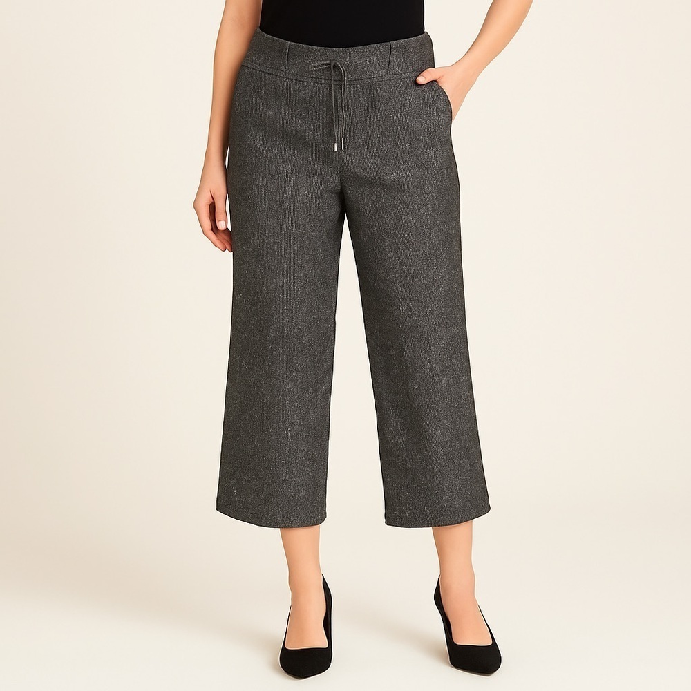 Peter Nygard Charcoal Grey With Metallic Shimmer Wide leg Cropped Size 12